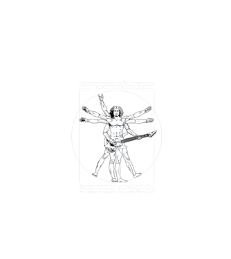 Vitruvius Guitar model negru pe tricou