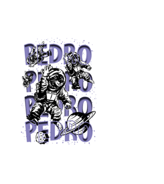 SPACE PEDRO model alb pe tricou