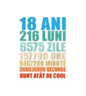 De 18 ani - luni - zile - ore - minute - secunde - sunt atât de cool model alb pe tricou