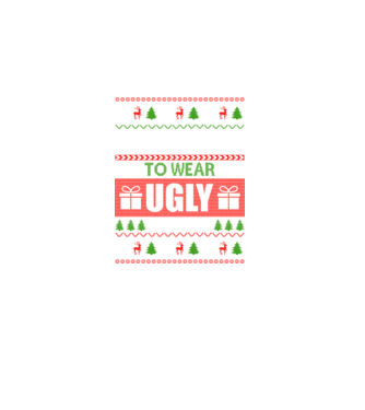 Too Cute for ugly sweater model negru pe tricou