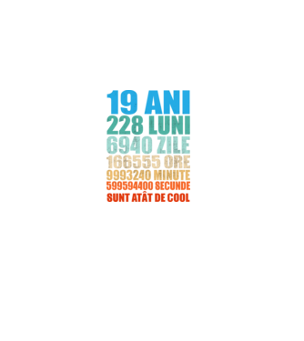 De 19 ani - luni - zile - ore - minute - secunde - sunt atât de cool model negru pe tricou
