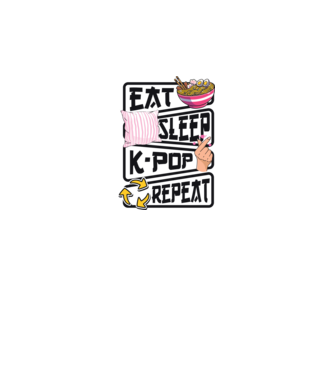 K-POP EAT SLEEP model alb pe tricou