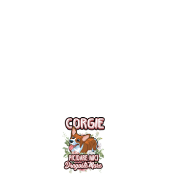 corgie : picioare mici dragoste mare model negru pe tricou