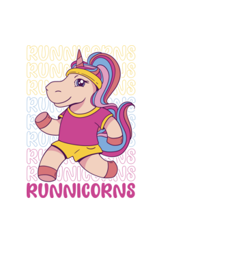 Runnicorns model negru pe tricou
