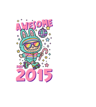 Awesome since 2015 - Labubu model negru pe tricou