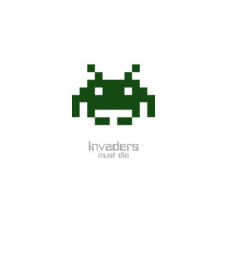Invaders Must Die model alb pe tricou