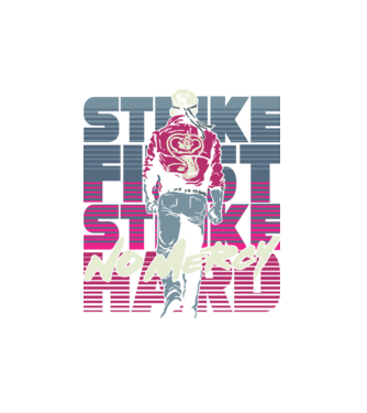 Strike first strike hard neon model alb pe tricou