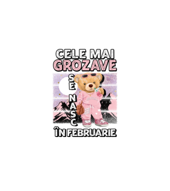 RETRO teddy fetişcană FEBRUARIE model negru pe tricou