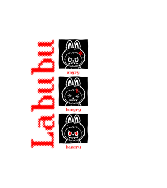 Labubu moods model alb pe tricou