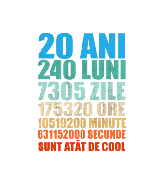 De 20 ani - luni - zile - ore - minute - secunde - sunt atât de cool model alb pe tricou
