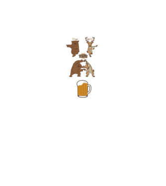 Bear deer beer model alb pe tricou