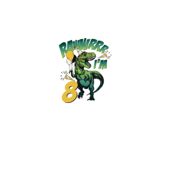 'Birthday Dinosaur rawww i''m 8' model alb pe tricou