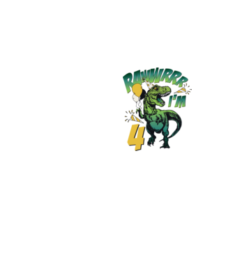 'Birthday Dinosaur rawww i''m 4' model galben neon pe tricou