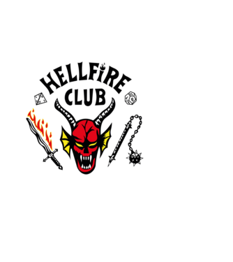 HELLFIRE CLUB model albastru deschis pe tricou