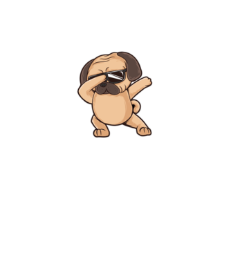 Mops DAB model gri pe tricou