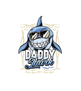Daddy Shark model alb pe tricou