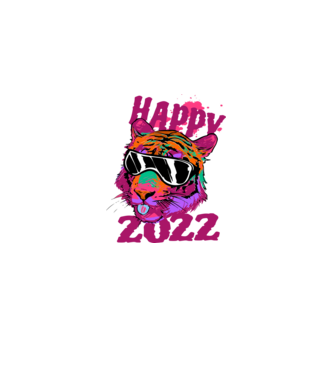 Happy 2022 tiger model alb pe tricou