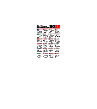 F1 calendar 2025 model alb pe tricou