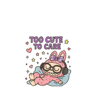 Too cute to care model negru pe tricou