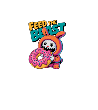 Feed the beast model alb pe tricou