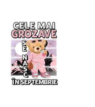 RETRO teddy fetişcană SEPTEMBRIE model alb pe tricou