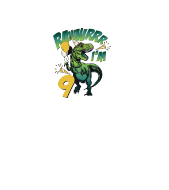 'Birthday Dinosaur rawww i''m 9' model alb pe tricou