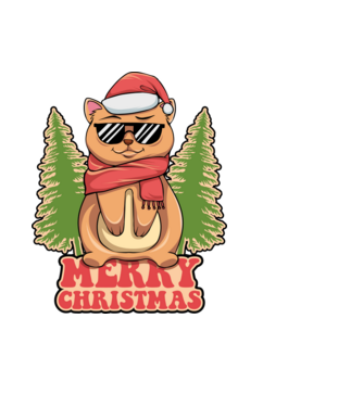 Merry christmas cat model negru pe tricou