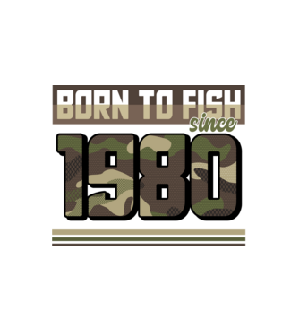 Born to fish since 1980 model alb pe tricou