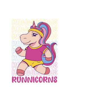 Runnicorns model negru pe tricou