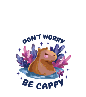 Don't worry be Cappy - capibară model alb pe tricou