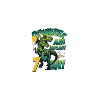 Rawr Am împlinit 7 ani model alb pe tricou
