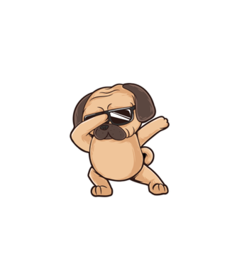 Mops DAB model gri pe tricou