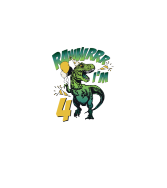 'Birthday Dinosaur rawww i''m 4' model alb pe tricou