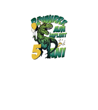 Rawr Am împlinit 5 ani model alb pe tricou