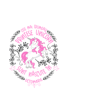 Cele mai frumoase prințese unicorn sunt născute în Octombrie model alb pe tricou