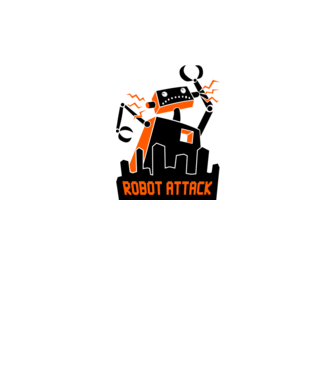 Robot Attack model alb pe tricou