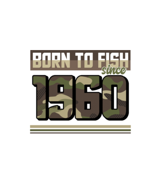 Born to fish since 1960 model alb pe tricou