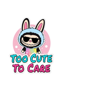 Too cute to care model negru pe tricou