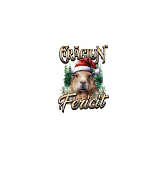Capybara christmas model negru pe tricou
