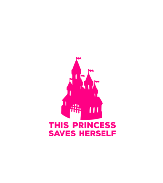 This princess saves herself model negru pe tricou