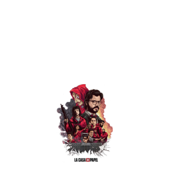 la casa de papel poster theme model alb pe tricou