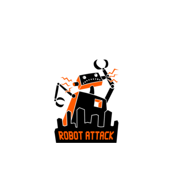 Robot Attack model alb pe tricou