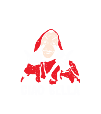 ciao bella dali model alb pe tricou