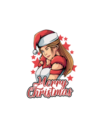Merry christmas santa girl model alb pe tricou