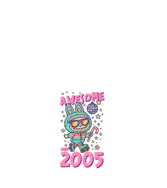 Awesome since 2005 - Labubu model alb pe tricou