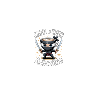 Cappuccino Assassino model negru pe tricou