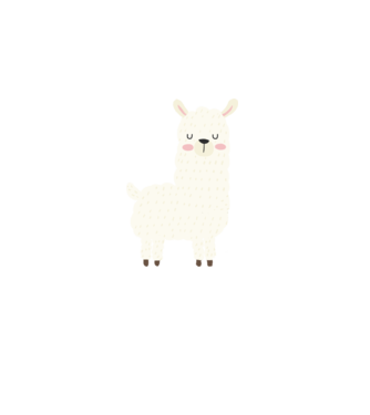 Alpaca model alb pe tricou