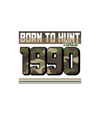 Born to hunt since 1990 model alb pe tricou