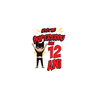 Acest mic supererou are 12 ani model negru pe tricou