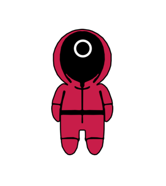 squid game figure model alb pe tricou